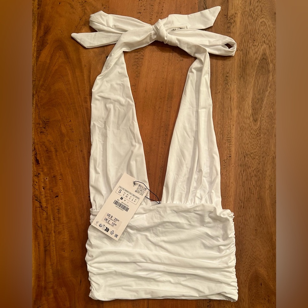 Zara White Halter Top Size Small